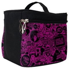 Pink And Black Logo Illustration Make Up Travel Bag (big) by danenraven