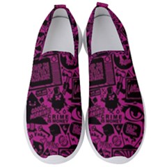 Pink And Black Logo Illustration Men s Slip On Sneakers by danenraven