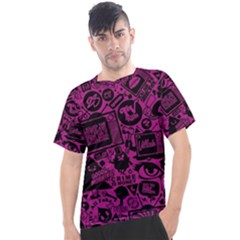 Pink And Black Logo Illustration Men s Sport Top by danenraven