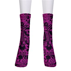 Pink And Black Logo Illustration Crew Socks by danenraven