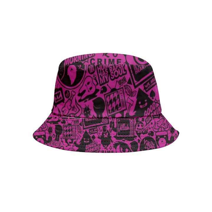 Pink And Black Logo Illustration Inside Out Bucket Hat (Kids)