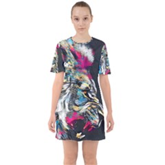 Angry Male Lion Roar Sixties Short Sleeve Mini Dress by danenraven