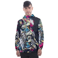 Angry Male Lion Roar Men s Front Pocket Pullover Windbreaker by danenraven