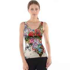 Multicolored Floral Digital Wallpaper Abstract Flowers Heart Free Download Tank Top by danenraven