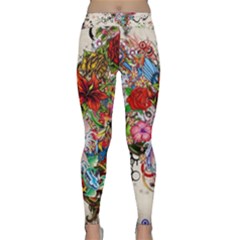 Multicolored Floral Digital Wallpaper Abstract Flowers Heart Free Download Classic Yoga Leggings by danenraven