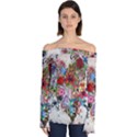 Multicolored Floral Digital Wallpaper Abstract Flowers Heart Free Download Off Shoulder Long Sleeve Top View1