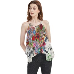 Multicolored Floral Digital Wallpaper Abstract Flowers Heart Free Download Flowy Camisole Tank Top by danenraven