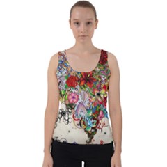 Multicolored Floral Digital Wallpaper Abstract Flowers Heart Free Download Velvet Tank Top by danenraven