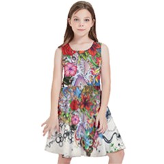 Multicolored Floral Digital Wallpaper Abstract Flowers Heart Free Download Kids  Skater Dress