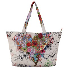 Multicolored Floral Digital Wallpaper Abstract Flowers Heart Free Download Full Print Shoulder Bag by danenraven