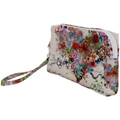 Multicolored Floral Digital Wallpaper Abstract Flowers Heart Free Download Wristlet Pouch Bag (small) by danenraven