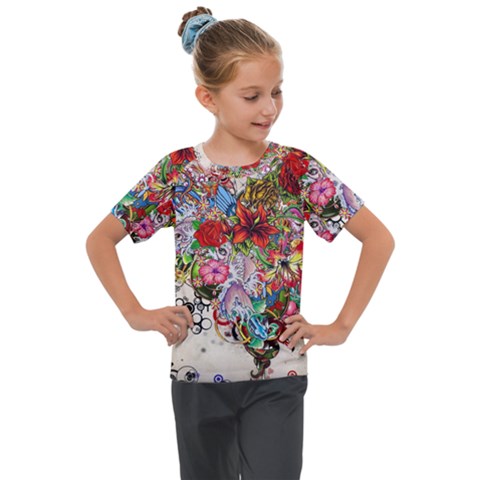 Multicolored Floral Digital Wallpaper Abstract Flowers Heart Free Download Kids  Mesh Piece Tee by danenraven