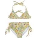 Nature Doodle Art Trees Birds Owl Children Pattern Multi Colored Kids  Classic Bikini Set View1