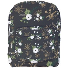 Black And White Floral Textile Digital Art Abstract Pattern Full Print Backpack by danenraven