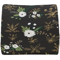 Black And White Floral Textile Digital Art Abstract Pattern Seat Cushion by danenraven