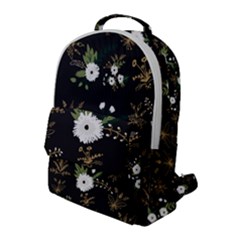 Black And White Floral Textile Digital Art Abstract Pattern Flap Pocket Backpack (large) by danenraven