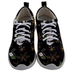 Black And White Floral Textile Digital Art Abstract Pattern Mens Athletic Shoes by danenraven