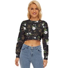 Black And White Floral Textile Digital Art Abstract Pattern Lightweight Long Sleeve Sweatshirt