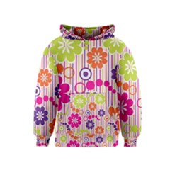 Multicolored Floral Wallpaper Pattern Background Texture Surface Kids  Pullover Hoodie by danenraven