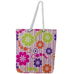 Multicolored Floral Wallpaper Pattern Background Texture Surface Full Print Rope Handle Tote (large) by danenraven