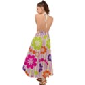 Multicolored Floral Wallpaper Pattern Background Texture Surface Backless Maxi Beach Dress View2