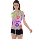 Multicolored Floral Wallpaper Pattern Background Texture Surface Back Circle Cutout Sports Tee View1