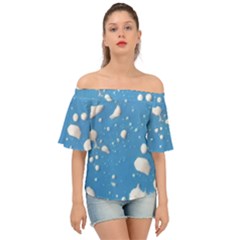 Ice Cream Bubbles Texture Off Shoulder Short Sleeve Top