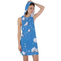 Ice Cream Bubbles Texture Racer Back Hoodie Dress by dflcprintsclothing