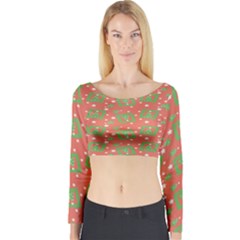 Christmas Textur Long Sleeve Crop Top by artworkshop