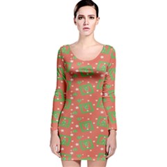 Christmas Textur Long Sleeve Velvet Bodycon Dress by artworkshop