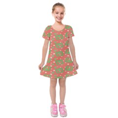 Christmas Textur Kids  Short Sleeve Velvet Dress by artworkshop