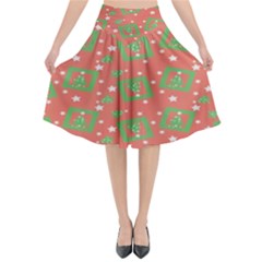 Christmas Textur Flared Midi Skirt