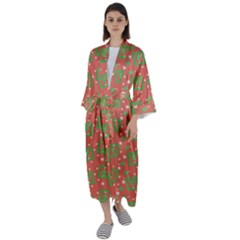 Christmas Textur Maxi Satin Kimono by artworkshop