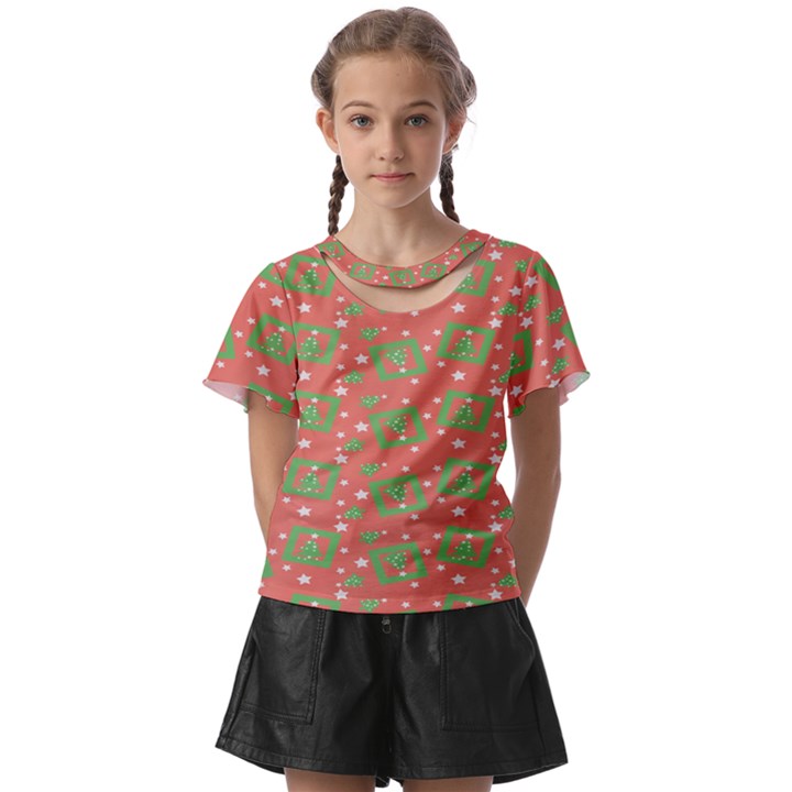 Christmas textur Kids  Front Cut Tee