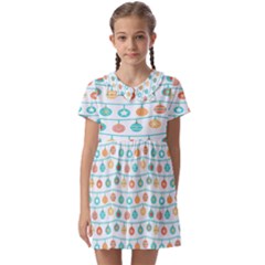 Christmas Textur Kids  Asymmetric Collar Dress by artworkshop