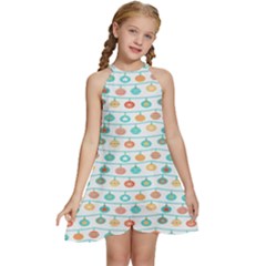 Christmas Textur Kids  Halter Collar Waist Tie Chiffon Dress by artworkshop