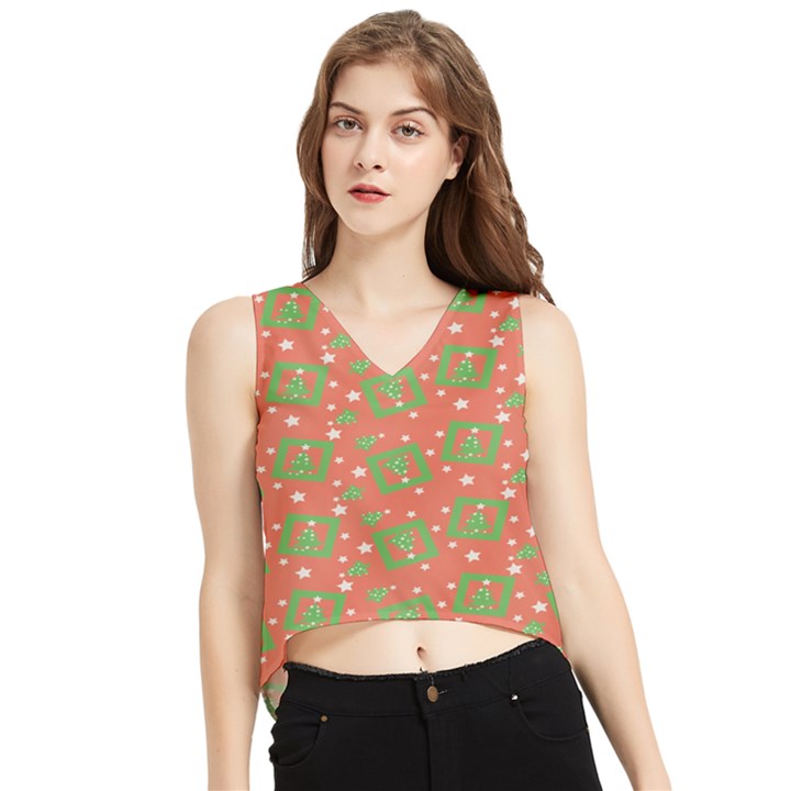 Christmas textur 01 V-Neck Cropped Tank Top