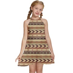 Christmas Textur 04 Kids  Halter Collar Waist Tie Chiffon Dress