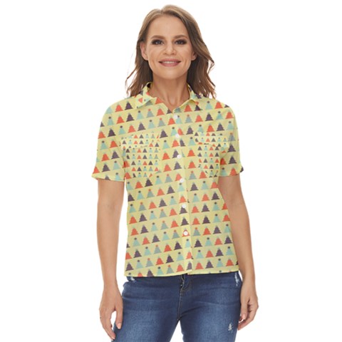 Christmas Textur 05 Women s Short Sleeve Double Pocket Shirt by artworkshop