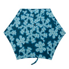 Snowflakes And Star Patterns Blue Frost Mini Folding Umbrellas by artworkshop