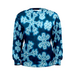 Snowflakes And Star Patterns Blue Frost Women s Sweatshirt by artworkshop