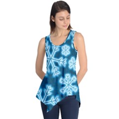 Snowflakes And Star Patterns Blue Frost Sleeveless Tunic by artworkshop