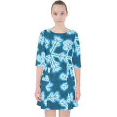 Snowflakes And Star Patterns Blue Frost Quarter Sleeve Pocket Dress by artworkshop