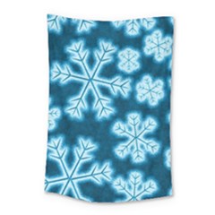 Snowflakes And Star Patterns Blue Frost Small Tapestry by artworkshop