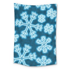 Snowflakes And Star Patterns Blue Frost Large Tapestry by artworkshop