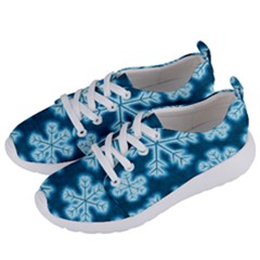 Snowflakes And Star Patterns Blue Frost Women s Lightweight Sports Shoes by artworkshop