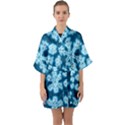 Snowflakes And Star Patterns Blue Frost Half Sleeve Satin Kimono  View1