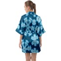 Snowflakes And Star Patterns Blue Frost Half Sleeve Satin Kimono  View2