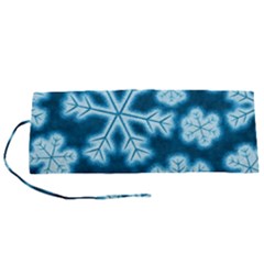 Snowflakes And Star Patterns Blue Frost Roll Up Canvas Pencil Holder (s) by artworkshop