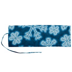 Snowflakes And Star Patterns Blue Frost Roll Up Canvas Pencil Holder (m) by artworkshop